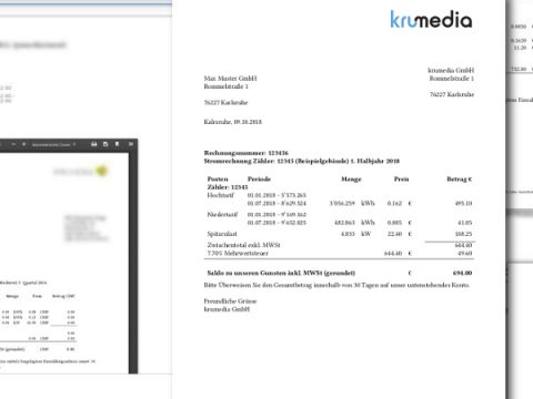 Beispliel einer Energiekostenabrechnung mit krumedia logo