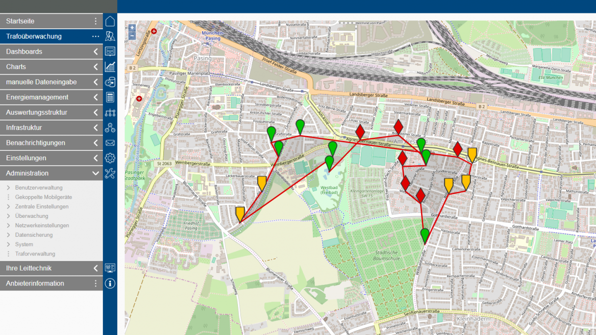 screenshot von gebrandetem enerchart mit Kartenansicht